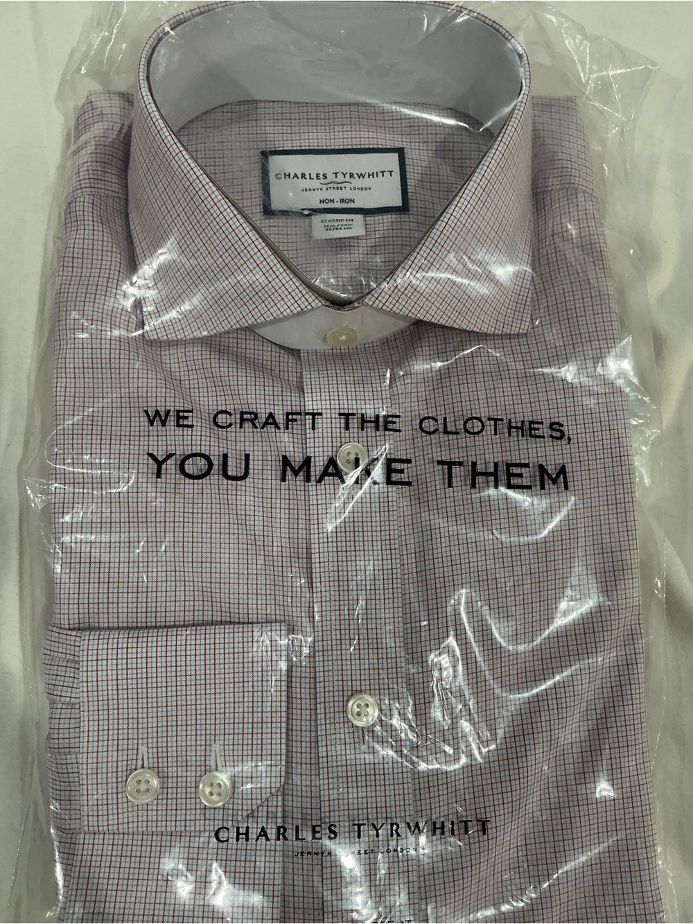 Charles Tyrwhitt Red & Blue Checked Dress Shirt 15.5/34 Classic Fit NWT